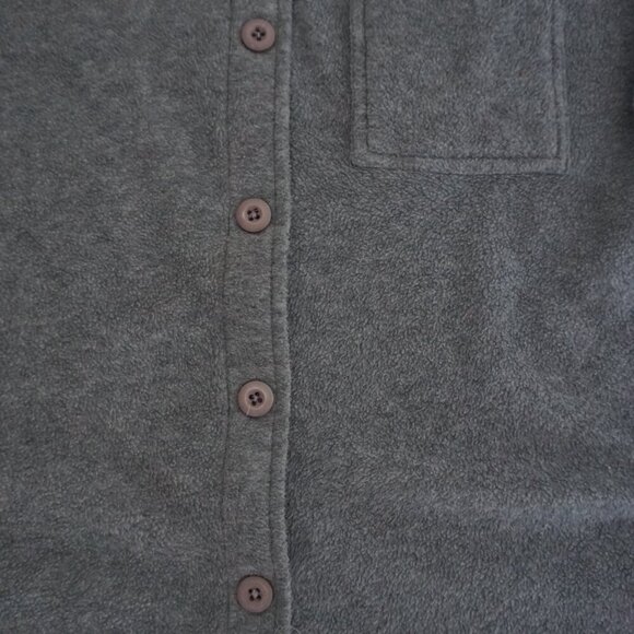 Vintage Truly Casual Gray Button Up Fleece Outdoor Thick Long Sleeve Shirt M - Picture 7 of 11